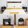thumbnail image 3 of Wirrytor Modern Nightstand with Charging Station and Storage Drawer, Curved Profile End Table for Small Bedroom, Black Wooden Side Table with Usb Ports, 3 of 8