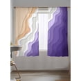 thumbnail image 5 of Sheer Curtains 63 Inch Length 2 Panels Set for Bedroom, Purple Coastal Beach Semi Sheer Curtains for Windows, Modern Gradient Abstract Sea Waves Voile Window Treatments Rod Pocket Curtain, 5 of 7