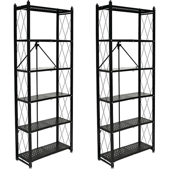 Origami 2 Pack 6 Shelf Bookcase Open Organizer Freestanding Rack Shelves