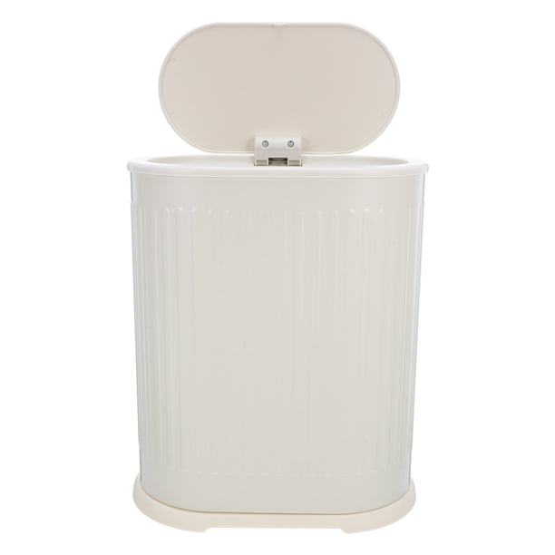 BESTYASH Basurero De Plástico Beige Con Press Top Para Cocina Y Oficina Moderno Y Antipolvo