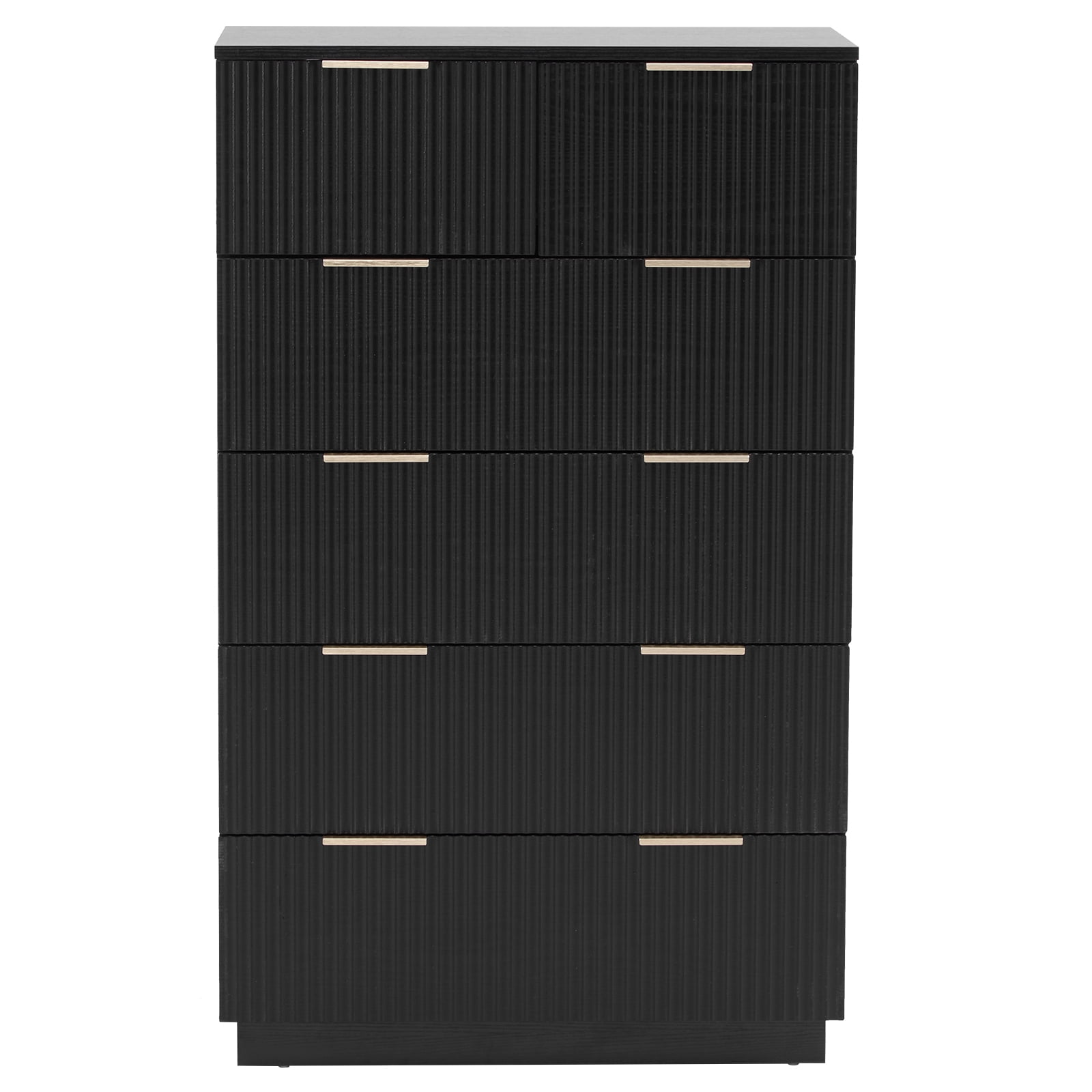 Five-Level Cabinet with Six Drawer, Black P2 Particle Board and Density Board Wavy Pattern Drawer