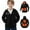 Kids Heated Sweatshirt-A107 Black, variant on Kids Heated Sweatshirt Boys Girls 5 Heating Zones Zip up Heat Hoodie Game Day Rugby-Print Thermal Sweatshirts Teen Thick Warm Outerwear with Pockets