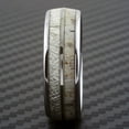 thumbnail image 2 of Tungsten Carbide Rings for Men Wedding Bands for Him 8mm Silver Tungsten Deer Antler & White Meteorite, 2 of 4