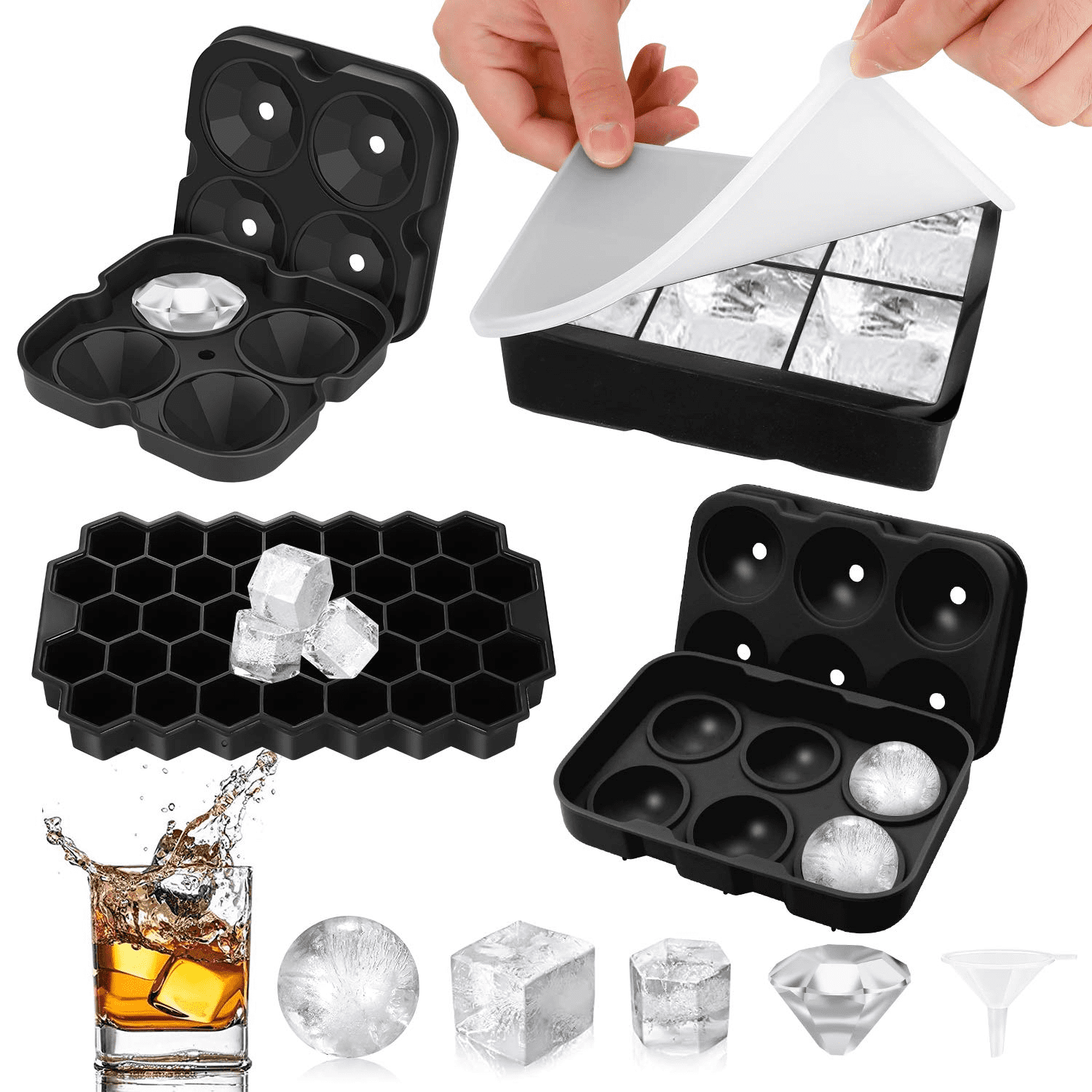 Football ice cube mold,2.5 INCH,4 ices,Silicone Ice Cube Tray with  Lid,Sphere ice mold&Football ice cube mold for Freezer,Large Ice Cube  Molds,Ice