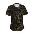 thumbnail image 5 of Zufioo Gold Gloss Outline Floral Print Women's Classic V-neck T-shirt, V-neck Short-sleeved Tops Home Wear, Suitable for Daily Life, Work, Outdoors-XX-Large, 5 of 6