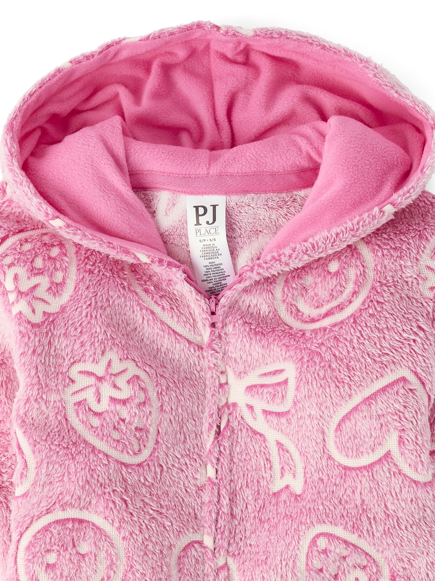 The Children's Place Girls Long Sleeve Glow In The Dark Doodle Sherpa One Piece PJs, Sizes XS-XXL
