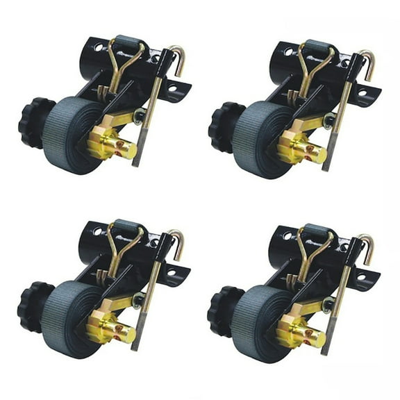 (4) Buyers Round Tube Ladder Rack Tie Downs 1-1/2" Bolt On Black Powder Coated