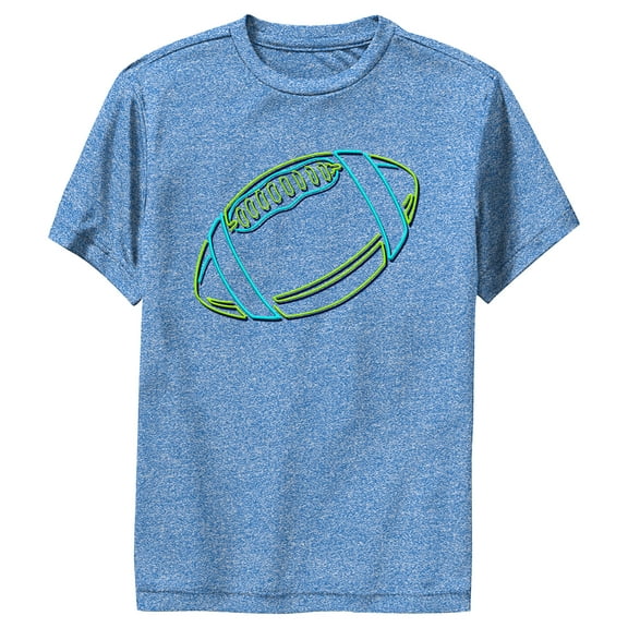 Boy's Lost Gods Outlined Neon Football  Performance Graphic Tee Royal Blue Heather X Large