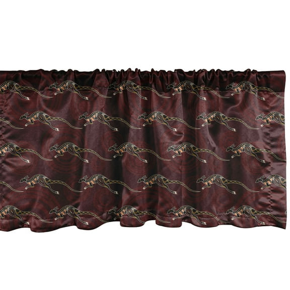 Ambesonne Aboriginal Window Valance, Zentangle Kangaroo, 54" X 12", Dark Fuchsia Multicolor