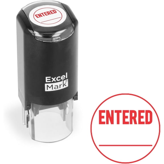 ExcelMark ENTERED Self-Inking Rubber Stamp - (A-17-Red Ink)