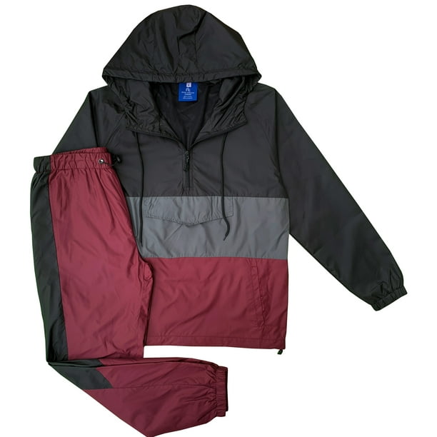 Men's 2Piece Windbreaker Tracksuit Quarter Zip Track Jacket Mesh lined