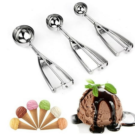 

SouthEle 3Pcs/Set Ice Cream Scoop Rustproof Non-stick Stainless Steel Baking Cookie Dough Tablespoon Kitchen Tool