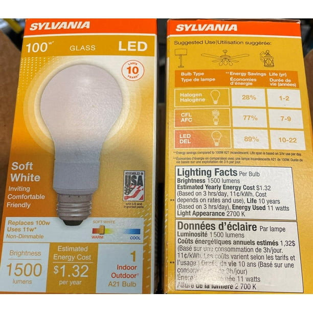 Sylvania LED A21 White 100 watt equivalent Glass Light - Walmart.com