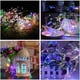 thumbnail image 4 of [Paquete de 2] Guirnaldas de luces solares para exteriores, 12 m, 120 luces LED para exteriores, alambre de cobre impermeable, 8 patrones, luces solares para decoración de jardín, balcón, patio,, 4 of 7