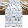 thumbnail image 2 of Christmas Table Runner, Watercolor Balls Sea Star Shell Gift Blue Stripes Cotton Linen Kitchen Table Decoration Washable Dining Tabletop Runners for Home Party Decor 14x72 Inches, 2 of 9