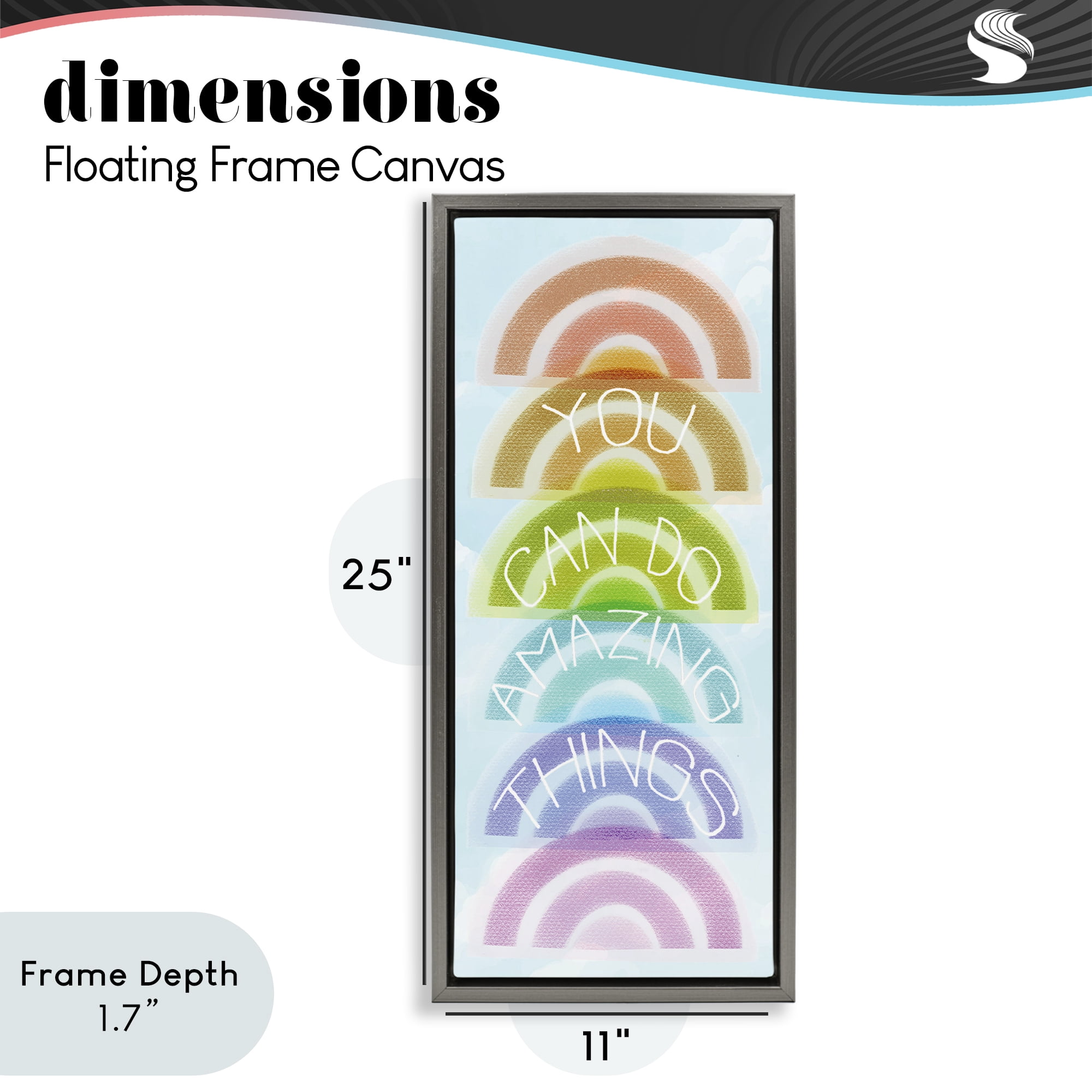 Stupell Industries Amazing Things Rainbow Encouragement Gray Framed Floater Canvas Wall Art, design by Lil' Rue
