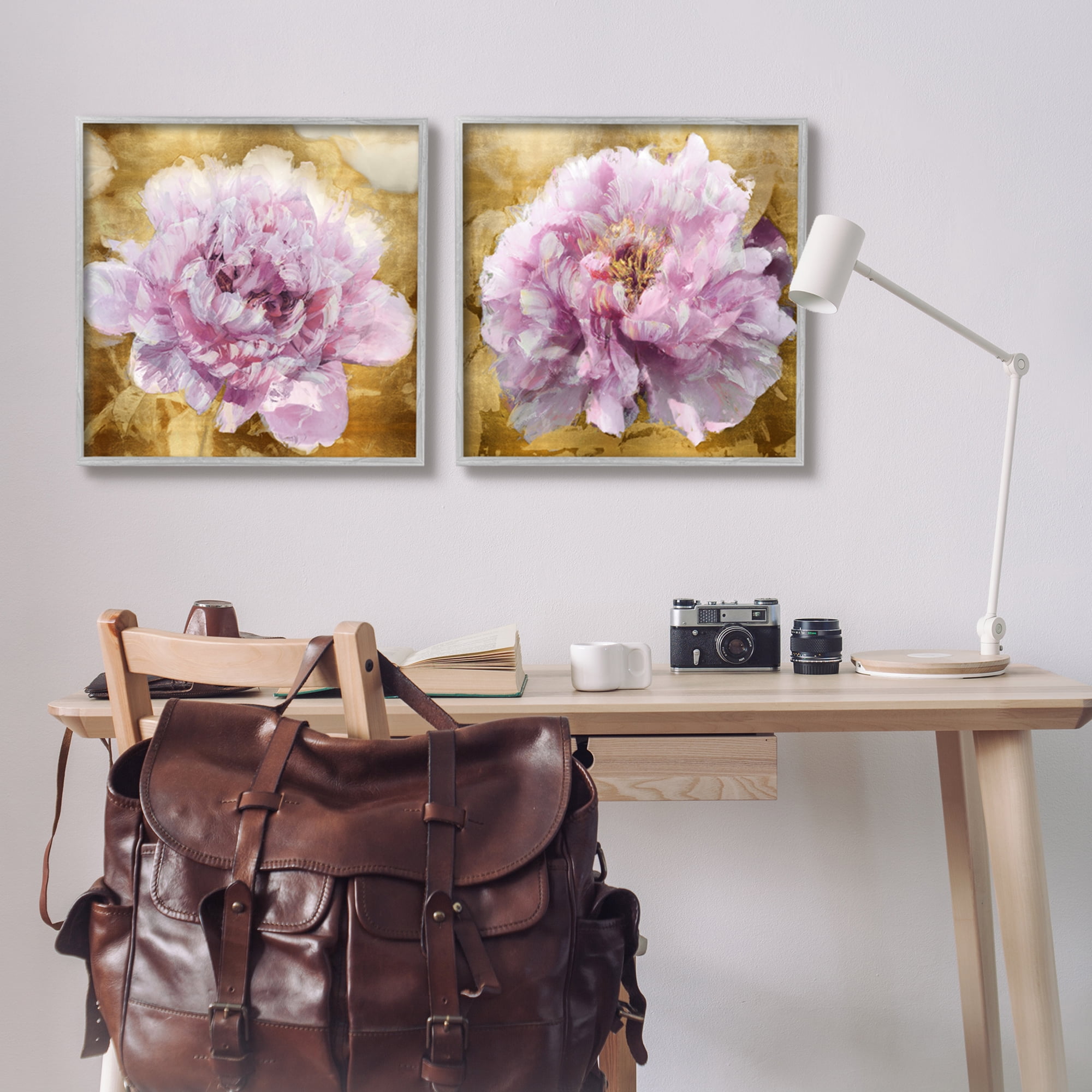 Stupell Industries Abstract Pink Flower Buds Botanical & Floral Painting Gray Framed Art Print Wall Art, 24 x 24
