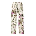thumbnail image 5 of Pantalones de Cintura Alta Para Mujer Pantalones de Pierna Ancha Con Estampado Floral Elegante Con Estampado Vintage Odeerbi ODB-6, 5 of 5