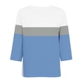 thumbnail image 4 of Women V Neck T Shirts Trendy Graphic 3/4 Sleeve Tops Comfortable Soft Tees Classic Loose Dressy Summer Shirts Royal Blue L, 4 of 5