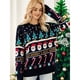 thumbnail image 5 of Suéter de Punto de Papá con Cuello Redondo y Larga para Mujer, Suéter Navideño Feo, Top Azul Marino XL, 5 of 7