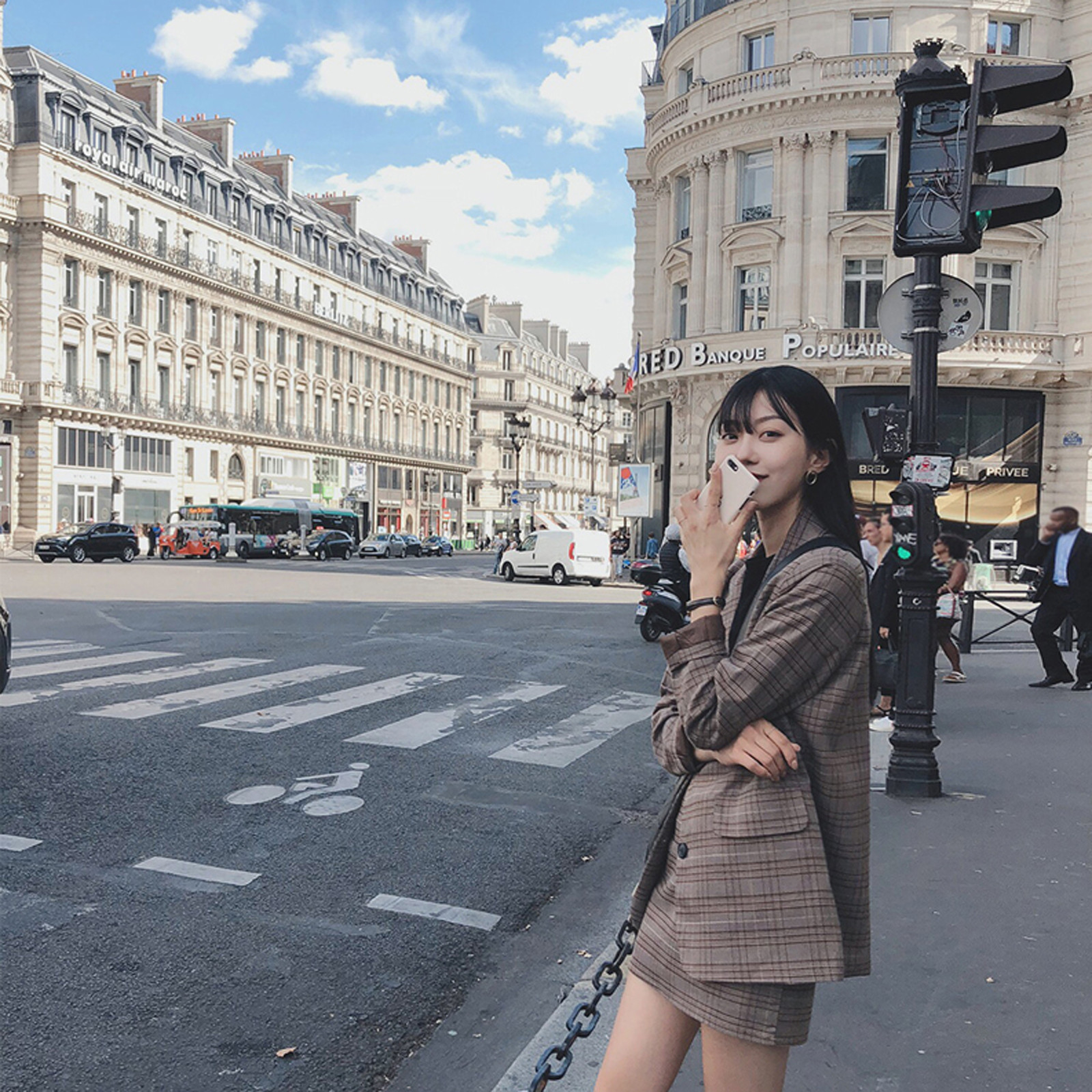 失常 Retro Plaid Cake Skirt & Beret 失常 Retro Plaid Cake Skirt & Beret