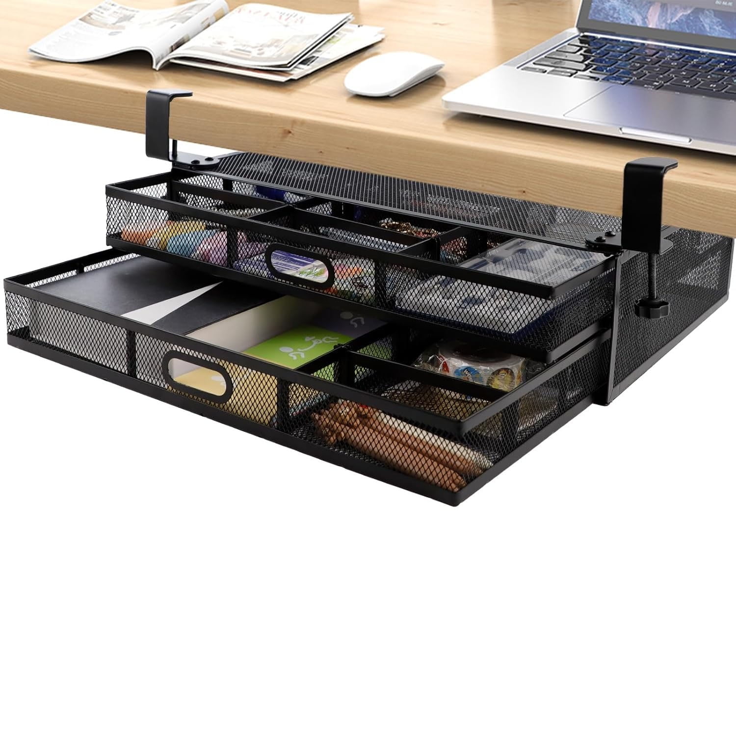 RETON Under Desk Drawers for Organization,Hanging Desktop Organizer,Drawer Organiser,Under-desk Storage Drawer for Home Office