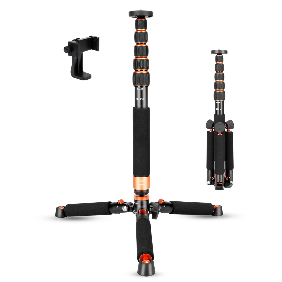 Koolehaoda Camera Aluminum Monopod with Metal Tripod Base.6 Sections 18-69inch Adjustable, Leg Diameter Φ28mm,up to 13lbs