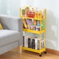 thumbnail image 2 of KINGRACK Slim Storage Cart,3-Tier Metal Utility Rolling Cart with Wheels, Slide Out Storage Cart, Art Craft Storage Organizer Cart for Livingroom Bathroom Bedroom Office Narrow Place Yellow, 2 of 8