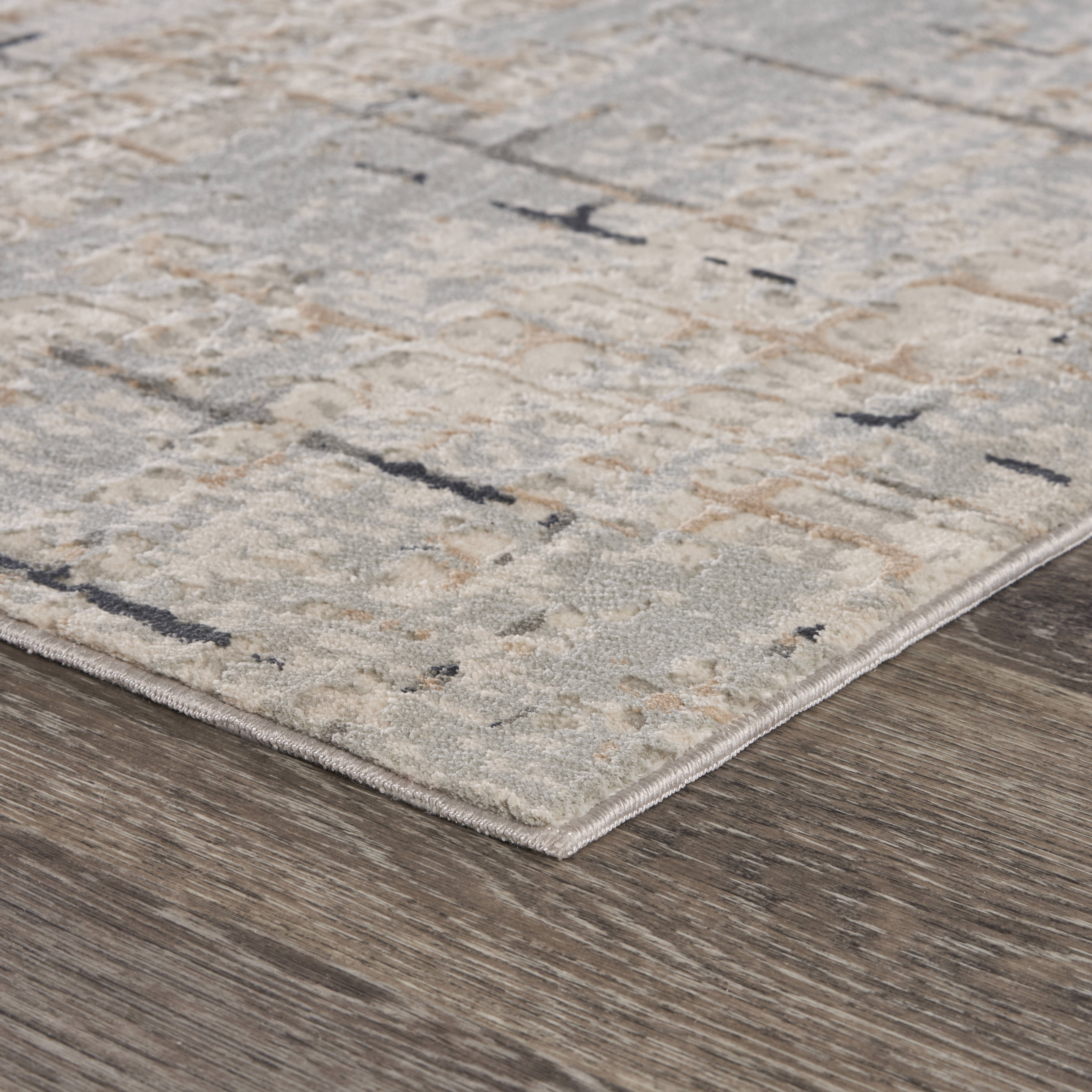 LR Home Imara Gian Cream/Taupe Transitional Geometric Polyester Area Rug, 1'10" x 3'