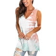 thumbnail image 4 of gakvbuo Summer Plus Size Tank Top for Women Summer Tops Dressy Casual Trendy V Neck T Shirts Rolled Sleeveness Tie Dye Gradient Printed Side Split Vest Blouse Tee, 4 of 7