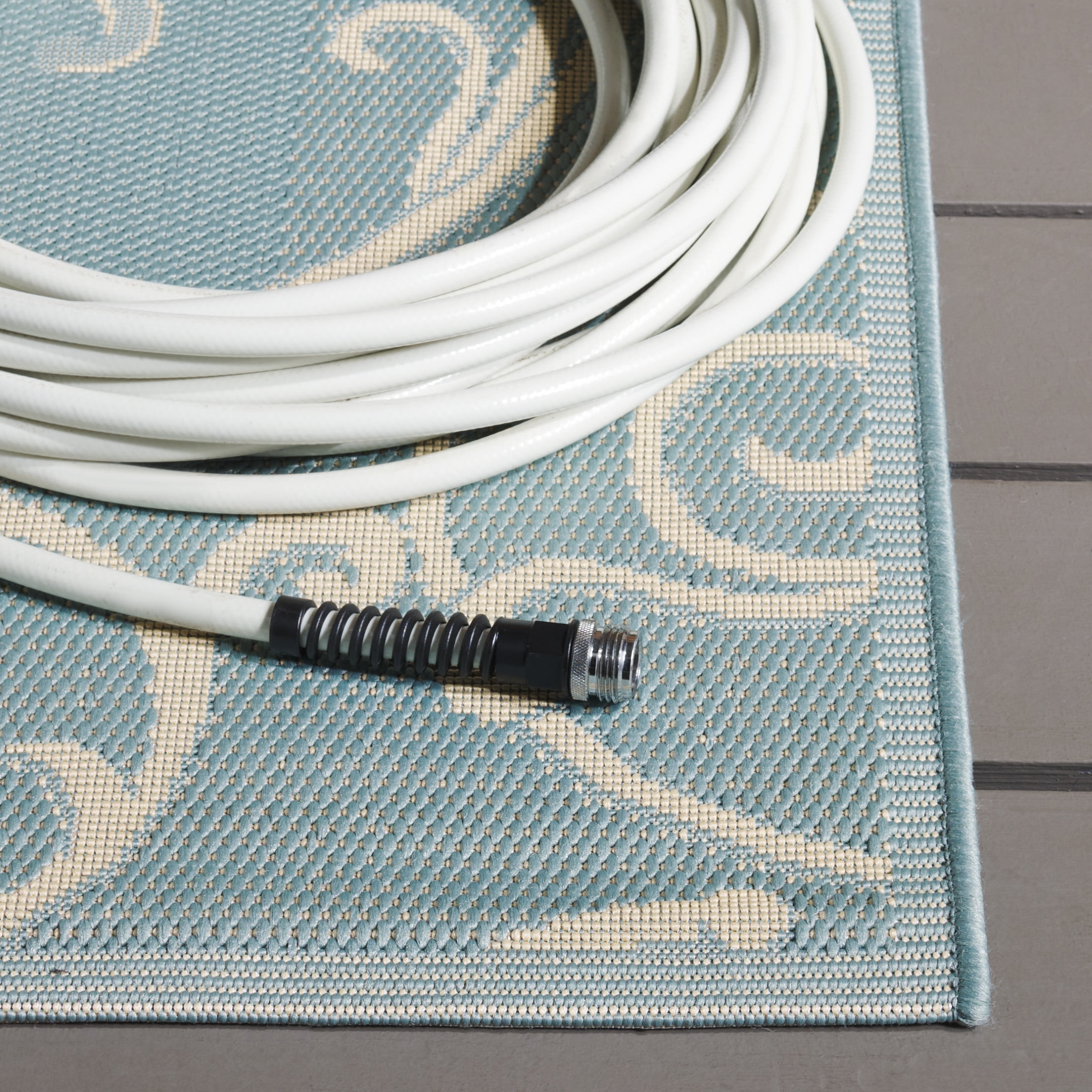 Safavieh Courtyard Caleb Botanical Indoor/Outdoor Runner Rug, Aqua/Cream, 2'3" x 10'