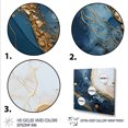 Designart "Marble Ink Art in Gold and Blue IV" Abstract Framed Wall Art