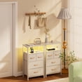 thumbnail image 3 of Furologee 33" Nightstand with Charging Station, End Table with 4 Fabric Drawers Bedside Table for Bedroom, Closet, Dorm, White, 3 of 9