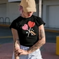 thumbnail image 2 of Retro Yum & Heart Lollipops Art, Valentine's Day Gift, Black T-Shirt, Small, 2 of 5
