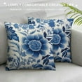 thumbnail image 3 of JEUXUS  Chinese Style Chinoiserie Blue and White Porcelain Floral Pillow Covers Farmhouse Canvas Cushion Covers Outdoor for Couch Chair Home Decor for Family Friends, 3 of 5