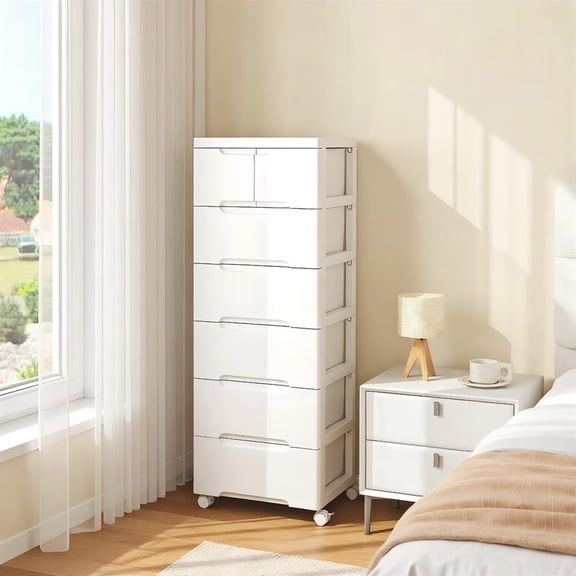 Topcobe 7 Drawers Rolling Storage Cabinet with Universal Wheels, Storage Organizer, Modern Furniture for Living Room Bedroom