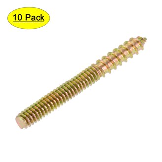 Uxcell 1/4-20 X 1-1/4" Hanger Bolts – Double-Ended Dowel Screws For Wood Furniture, Zinc Plated Carbon Steel, 10-Pack