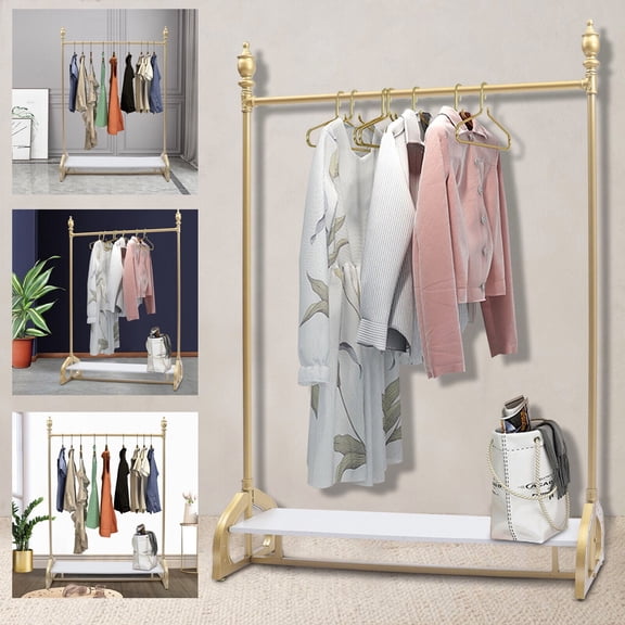 Mkyiongou Commercial Garment Rack with Bottom Shelf Dress Shoes Displaying 50kg Capacity