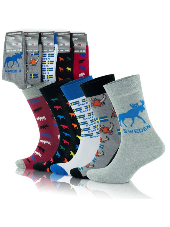 Cotton Funny Crew Socks For Men | Funky Patterned Socks | 5 Pairs | Model: 3513