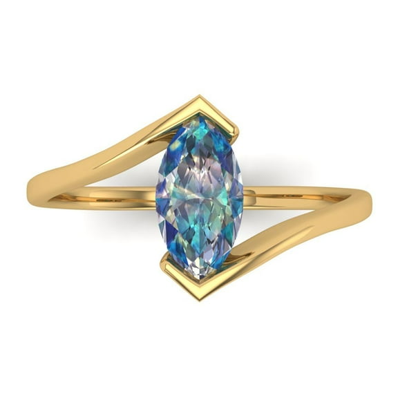 Solitaire Engagement Ring for Women - 2ct Blue Moissanite in 18K Yellow Gold Promise Ring