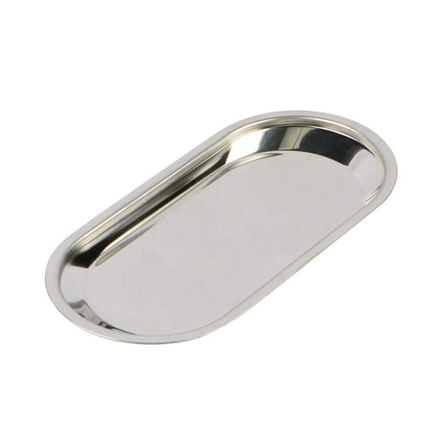 Plateau d'Instrument Plat pour Collation, Serviette Médicale Dentaire Professionnelle en Acier Inoxydable 201 Taille P (Argent)