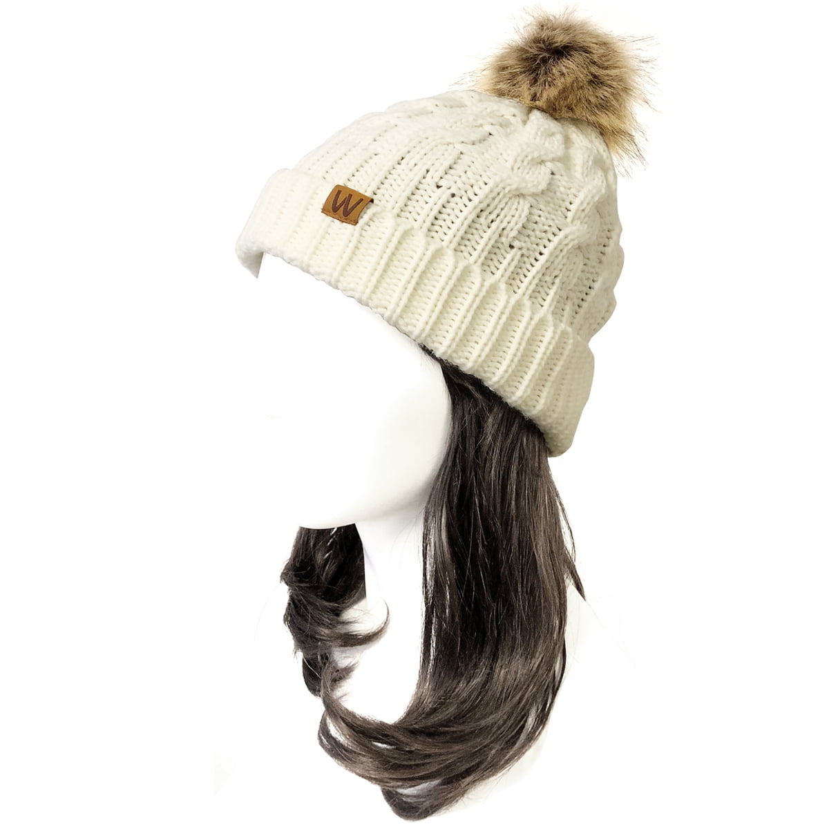 cream cable knit bobble hat