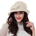 thumbnail image 4 of Certgust Under $5 Summer Sales Wide Brim Bucket Hat for Women Cloche Hat Elegant Bow Decor Bucket Hat Soft Color Blend Dress Hat for Ladies Fall Winter, 4 of 4