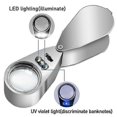 thumbnail image 3 of Metal Foldable Magnifier 40x 25mm Identification Jewelry Magnifier with LED Light UV Money Inspection Light, 3 of 5
