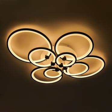 LED Ceiling Light, Ceiling Light With Remote Control, Dimmable Ceiling Lamp, 8-Light Dimmable Modern Black Flush Mount Light For Living Room Bedroom