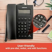 RadioShack Corded, Black, Square Phone with Display, Landline Phone for Office or Home Offers Pre-Dial, Re-Dial, and Edit Functions for Seamless Call Management