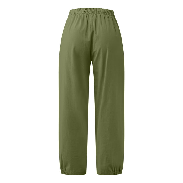 QUYUON Work Pants for Women Discount Fashion Plus Size Drawstring Casual  Solid Elastic Waist Pocket Loose Pants Dress Pants Women Long Pant Leg  Length