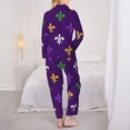 thumbnail image 5 of Ocsxa Women 2 Piece Floral Pajamas Lounge Set Purple Mardi Gras Loungewear, 5 of 9