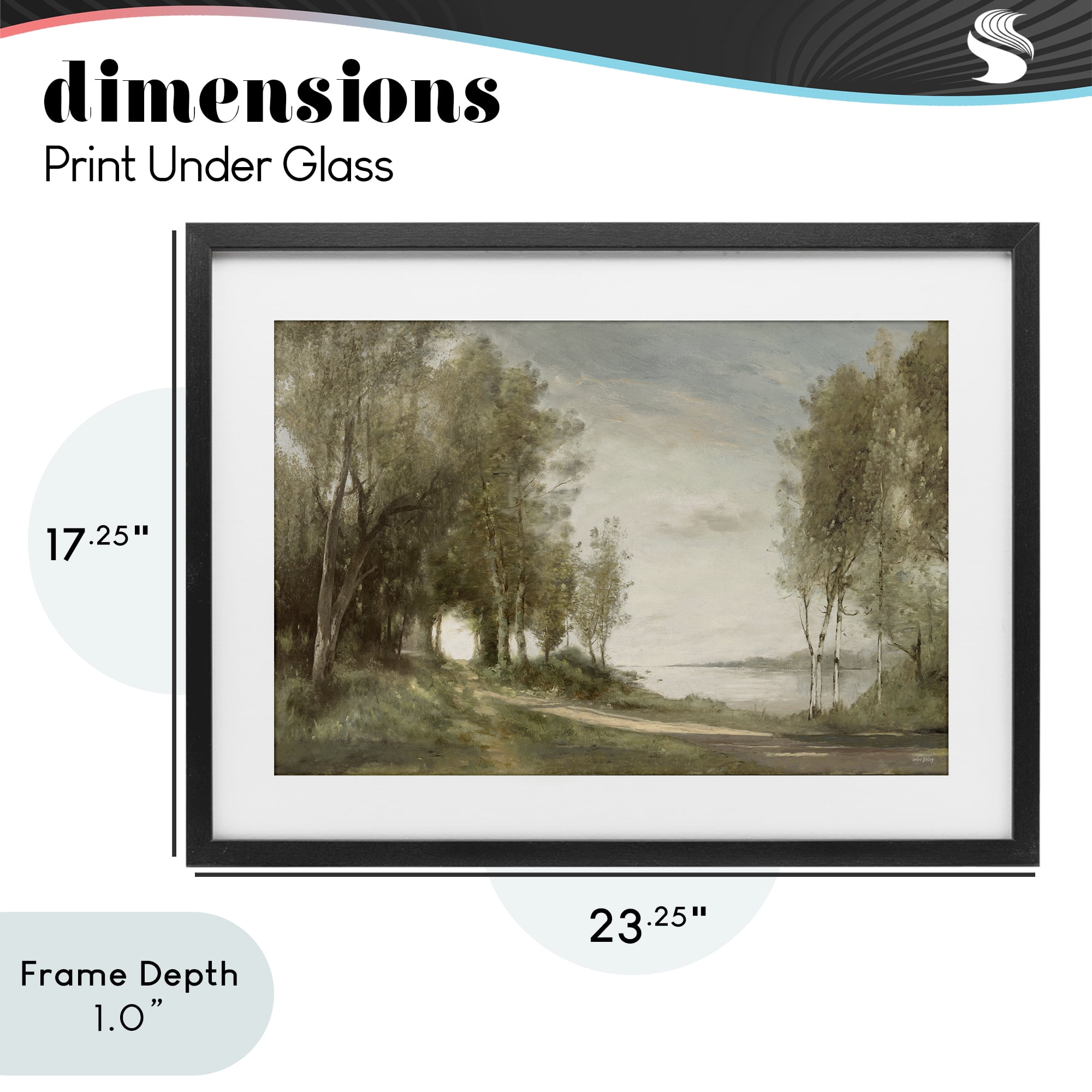 Stupell Industries Tranquil Lakeside Path Black Framed Print Under Glass, design by Amber Sterling