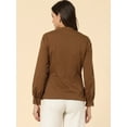 thumbnail image 4 of DARING DIVA Women's Ruffled Lace Button Up Long Sleeve Shirt S Brown, 4 of 6